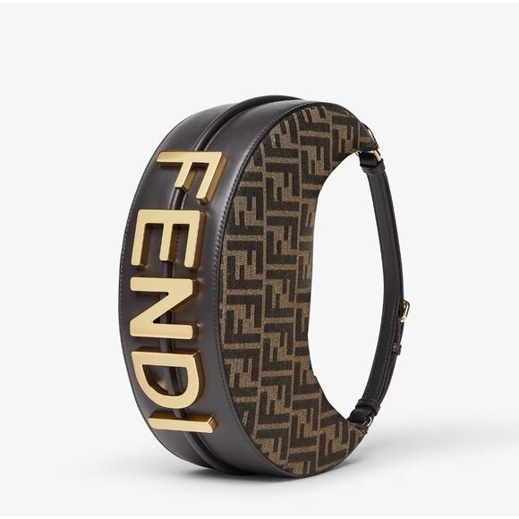 Fendi Fendigraphy Small Brown FF Jacquard Fabric Bag - Picture 1 of 10